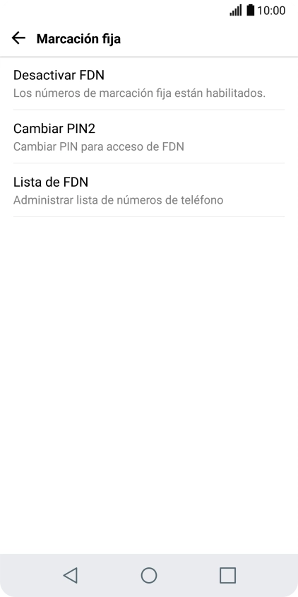 Pulsa Desactivar FDN.