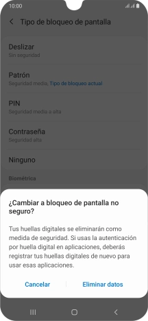 Pulsa Eliminar datos.