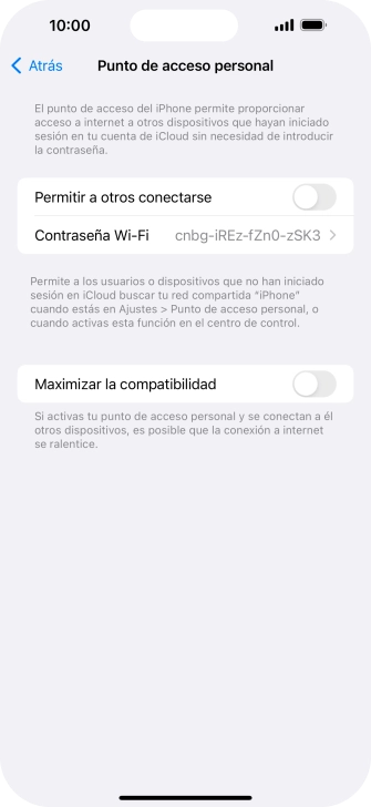 Pulsa Contraseña Wi-Fi e introduce una contraseña.