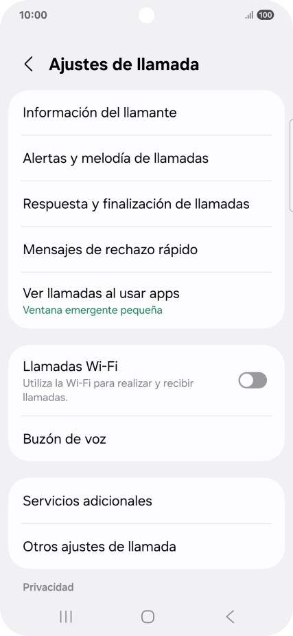 Pulsa Servicios adicionales.