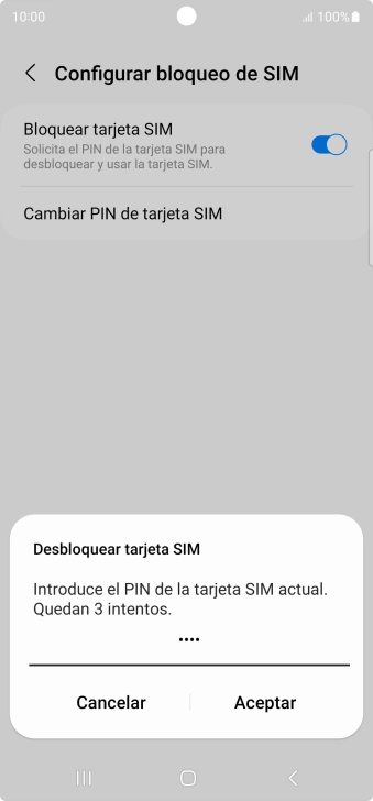Introduce tu código PIN y pulsa Aceptar.