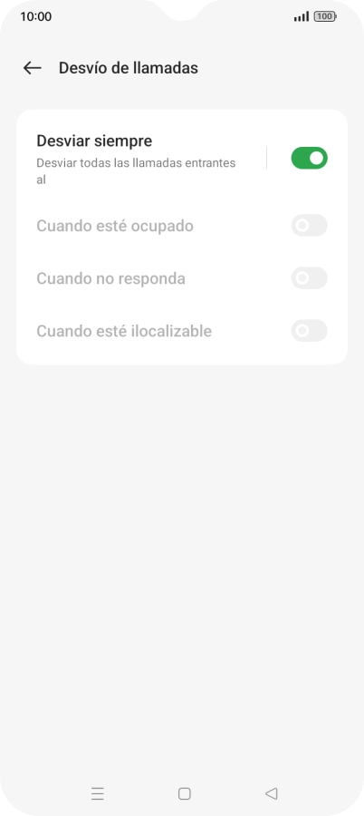 Pulsa el indicador  junto al tipo de desvío deseado.