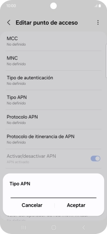 Introduce default y pulsa Aceptar.