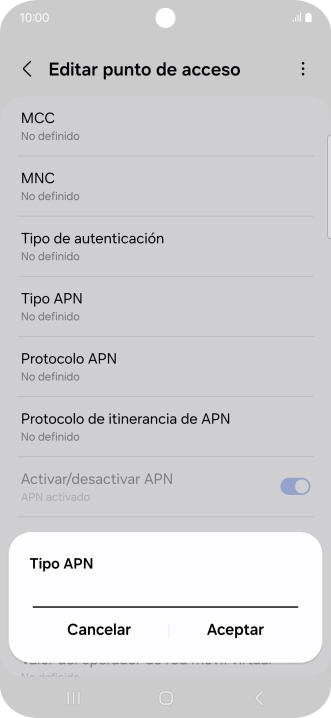 Introduce default y pulsa Aceptar.
