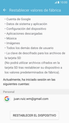 Pulsa RESTABLECER EL DISPOSITIVO.