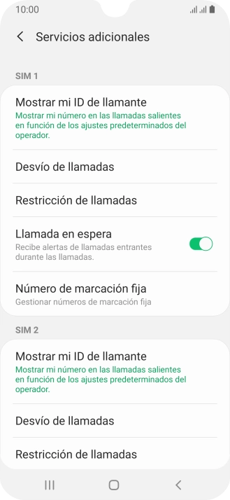 Pulsa Desvío de llamadas bajo la tarjeta SIM deseada.