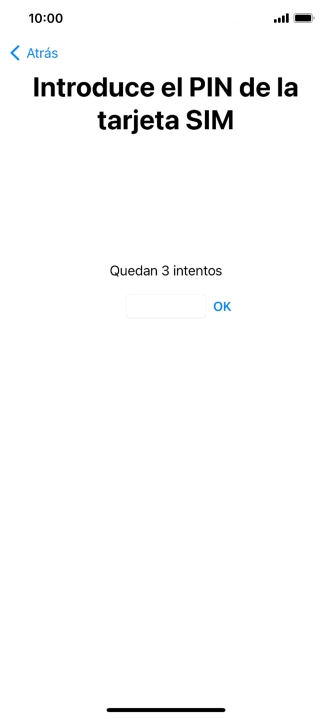 Si es necesario desbloquear la tarjeta SIM, introduce el código PIN y pulsa OK.