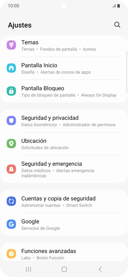 Pulsa Cuentas y copia de seguridad.