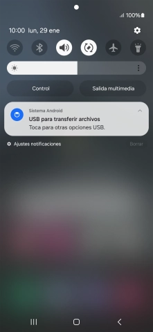 Pulsa Toca para otras opciones USB..