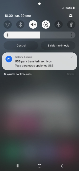 Pulsa Toca para otras opciones USB..