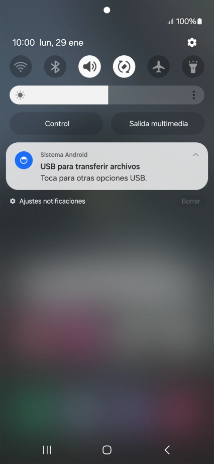 Pulsa Toca para otras opciones USB..