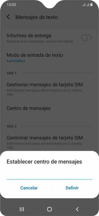 Introduce +34607003110 y pulsa Definir.