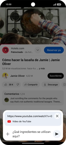 Sigue las indicaciones de la pantalla para escribir o decir en alto la pregunta que quieres hacer del vídeo.