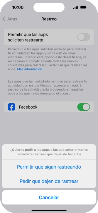 Si desactivas la función, pulsa el ajuste deseado.
