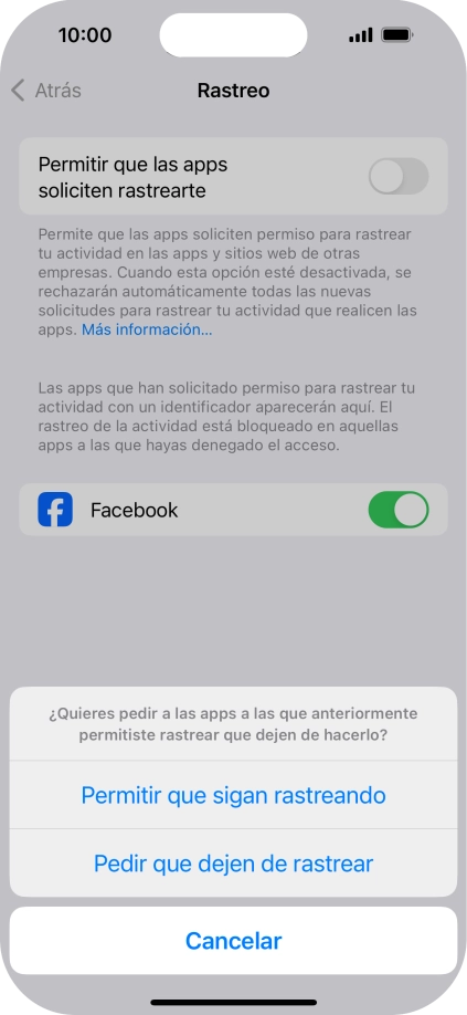 Si desactivas la función, pulsa el ajuste deseado.
