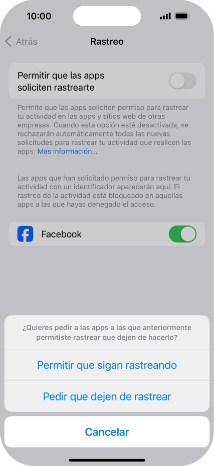 Si desactivas la función, pulsa el ajuste deseado.