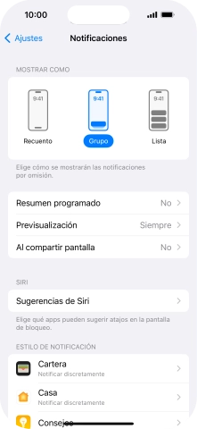 Pulsa Resumen programado.