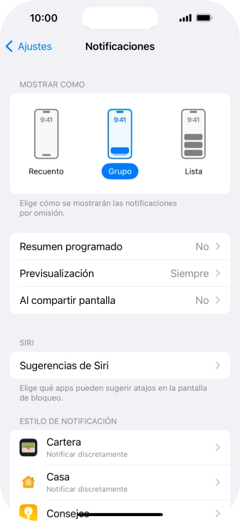Pulsa Resumen programado.