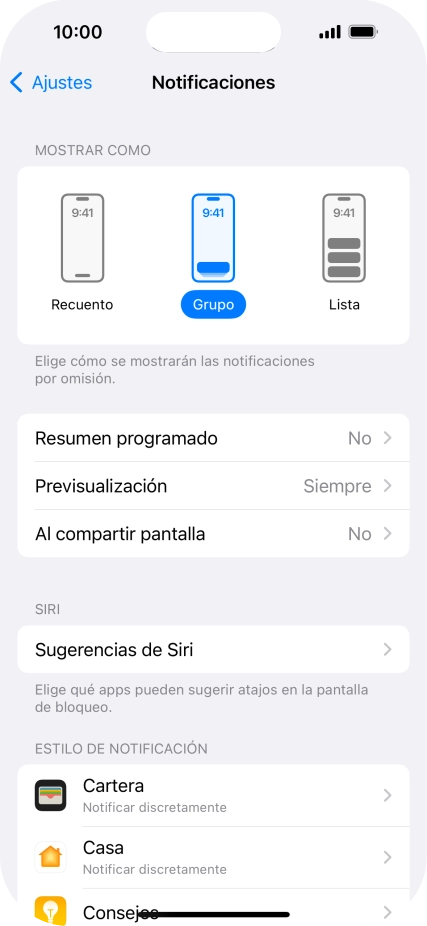 Pulsa Resumen programado.