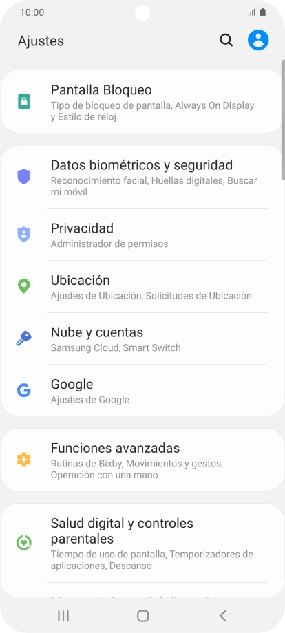 Pulsa Nube y cuentas.