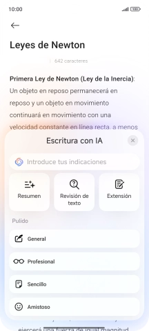 Para generar un texto, pulsar en el campo de escritura.