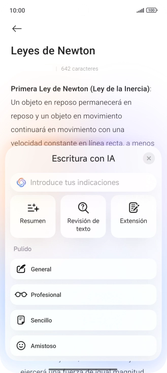 Para generar un texto, pulsar en el campo de escritura.