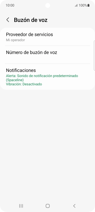 Pulsa Número de buzón de voz.