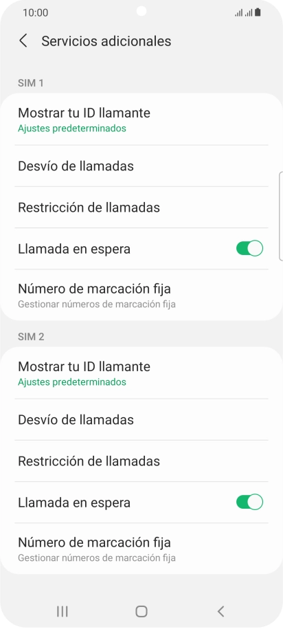 Pulsa Número de marcación fija bajo la tarjeta SIM deseada.