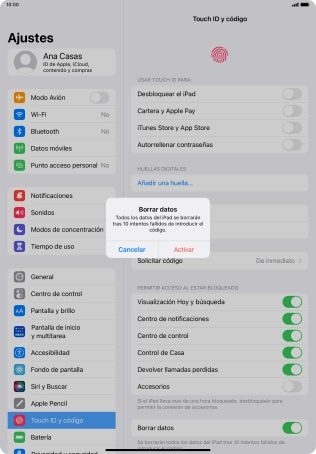 Si activas la función, pulsa Activar.