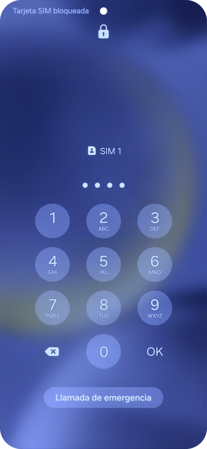 Si es necesario desbloquear la tarjeta SIM, introduce el código PIN y pulsa OK.