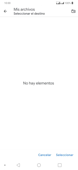 Si deseas crear una nueva carpeta, pulsa el icono de nueva carpeta y sigue las indicaciones de la pantalla para crearla.