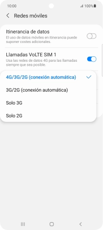 Pulsa el tipo de red deseado.