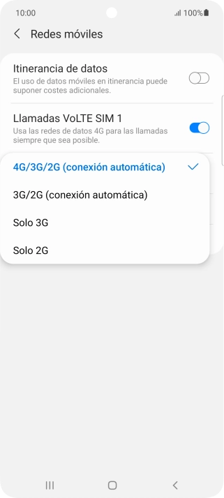 Pulsa el tipo de red deseado.