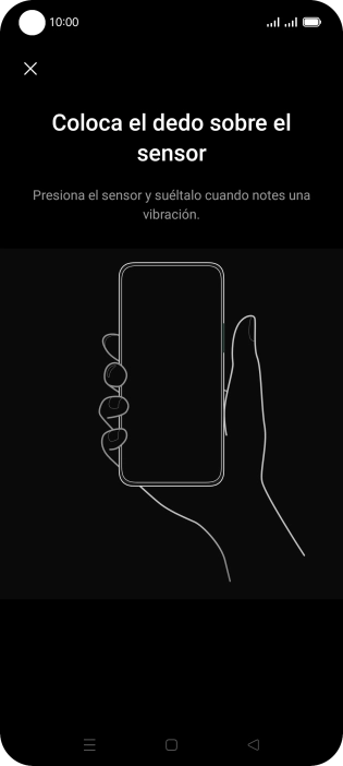 Sigue las indicaciones de la pantalla para crear una huella digital como código de seguridad.