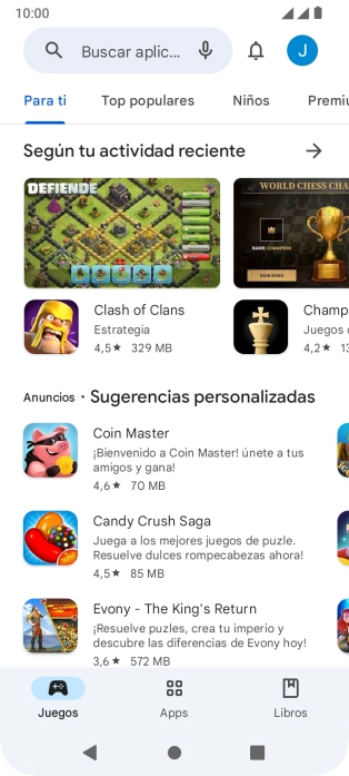 Pulsa en el campo de búsqueda.