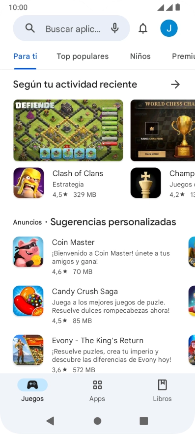 Pulsa en el campo de búsqueda.