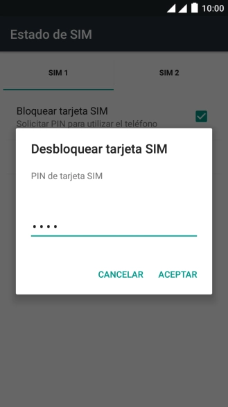 Introduce tu código PIN y pulsa ACEPTAR.