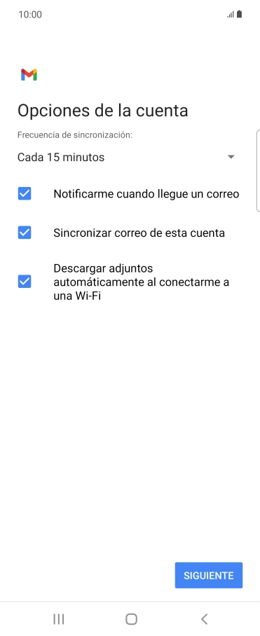 Si aparece en la pantalla esta imagen, tu cuenta de correo electrónico ha sido reconocida y configurada automáticamente. Sigue las indicaciones de la pantalla para introducir más información y terminar la configuración.