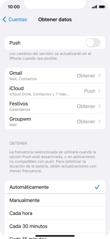 Si desactivas la función, pulsa el ajuste deseado.