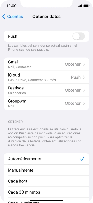 Si desactivas la función, pulsa el ajuste deseado.