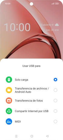 Pulsa Transferencia de archivos / Android Auto.