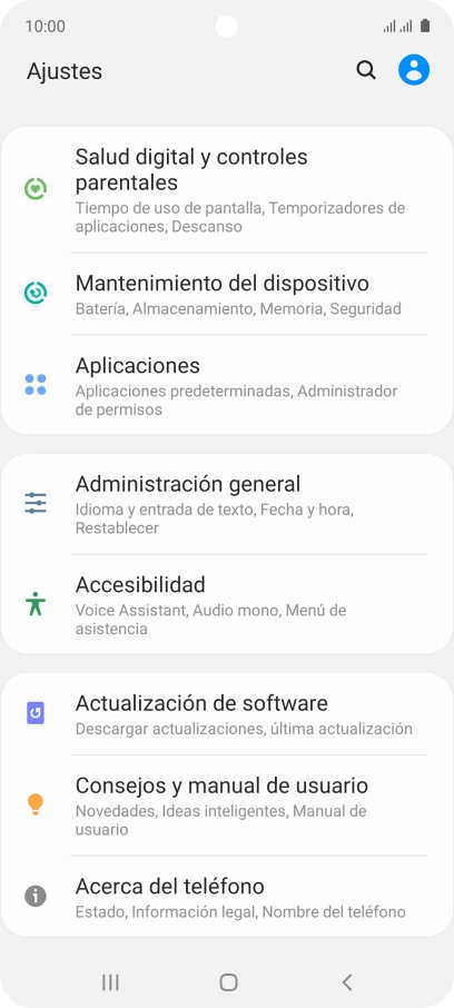 Pulsa Administración general.