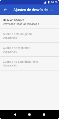 Pulsa el tipo de desvío deseado. Pulsa el tipo de desvío deseado.