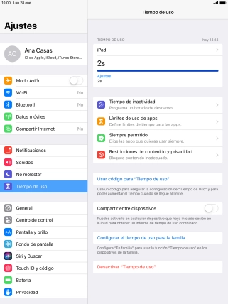 Pulsa Tiempo de inactivadad.