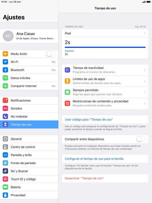 Pulsa Tiempo de inactivadad.