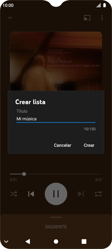 Introduce el nombre deseado de la lista de reproducción y pulsa Crear.