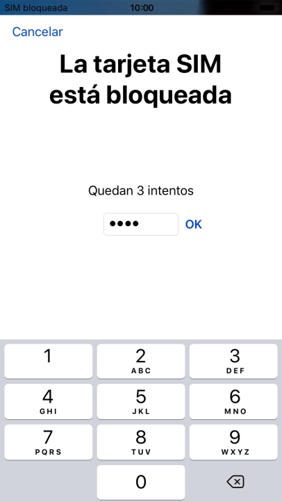 Si es necesario desbloquear la tarjeta SIM, introduce el código PIN y pulsa OK.