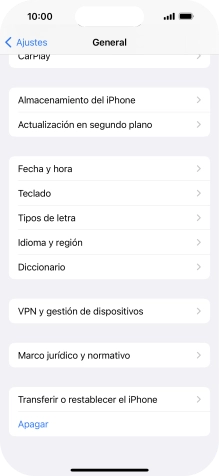 Pulsa Transferir o restablecer el iPhone.