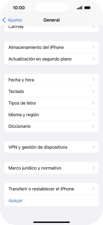 Pulsa Transferir o restablecer el iPhone.