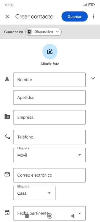 Pulsa Nombre e introduce el nombre deseado.